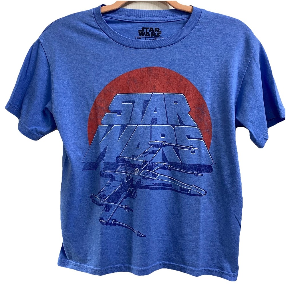 STARWARS BOYS YOUTH BLUE T-SHIRT SZ. YOUTH‎ SMALL L=22" C=34"